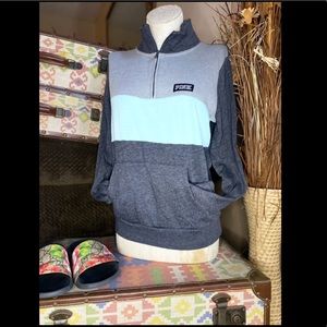 PINK - Gray and Baby Blue Half Zip Pullover